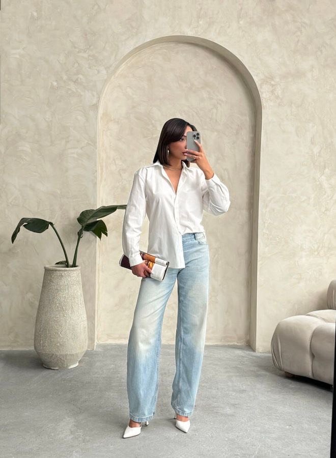 Witte blouse met kanten rug witte blouse