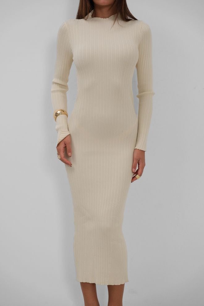 Stretch jurk witte (beige – ecru)– One size witte jurk